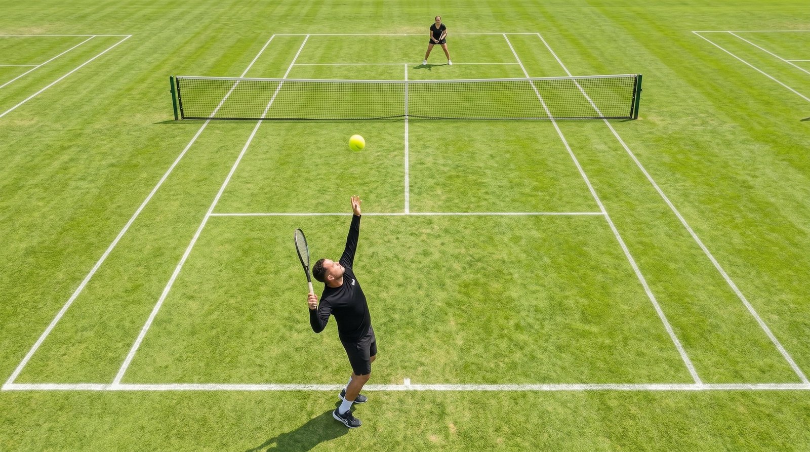 Manuel entrenando a un alumno en cancha verde