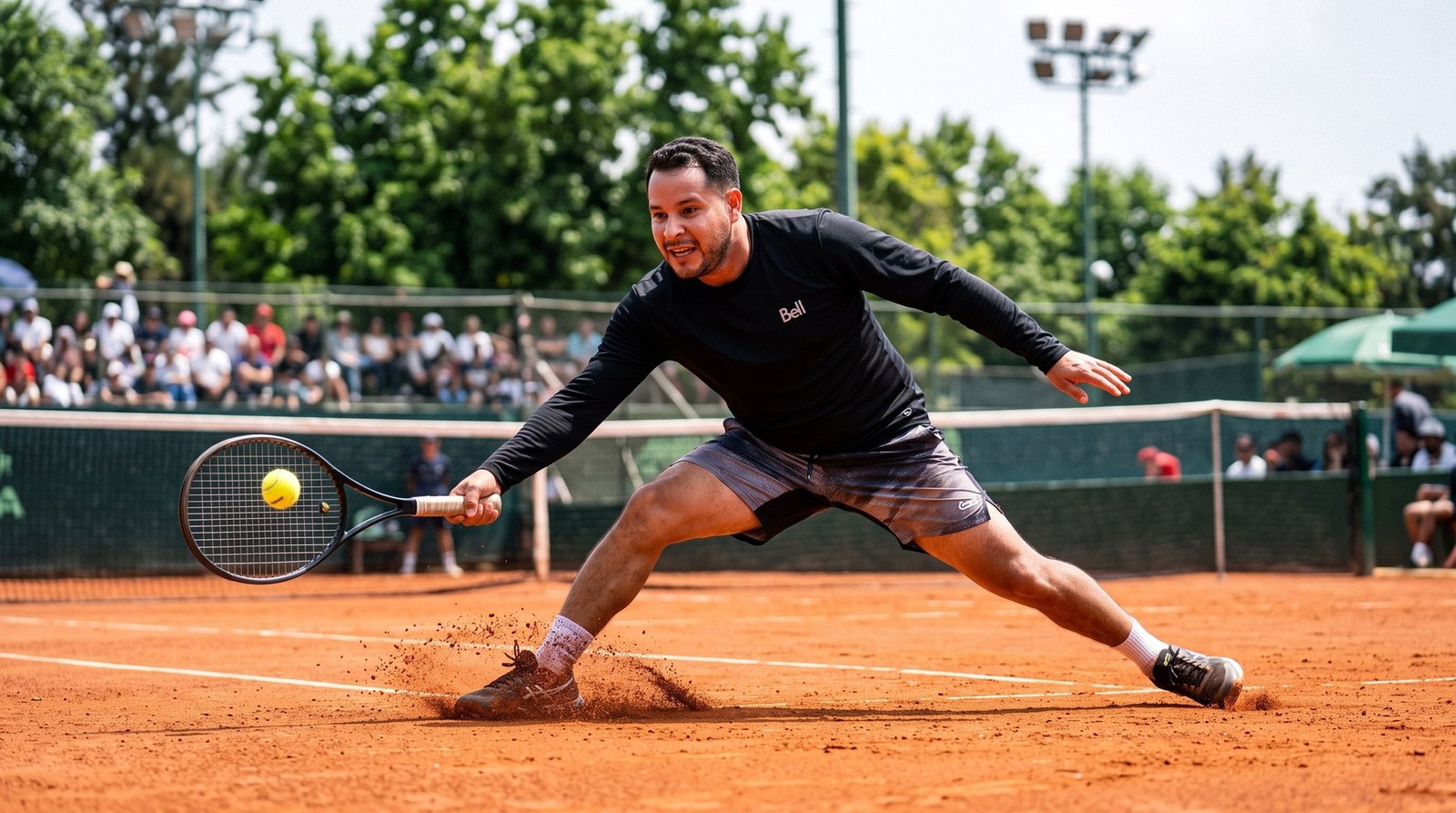 Sparring de tenis en cancha de arcilla